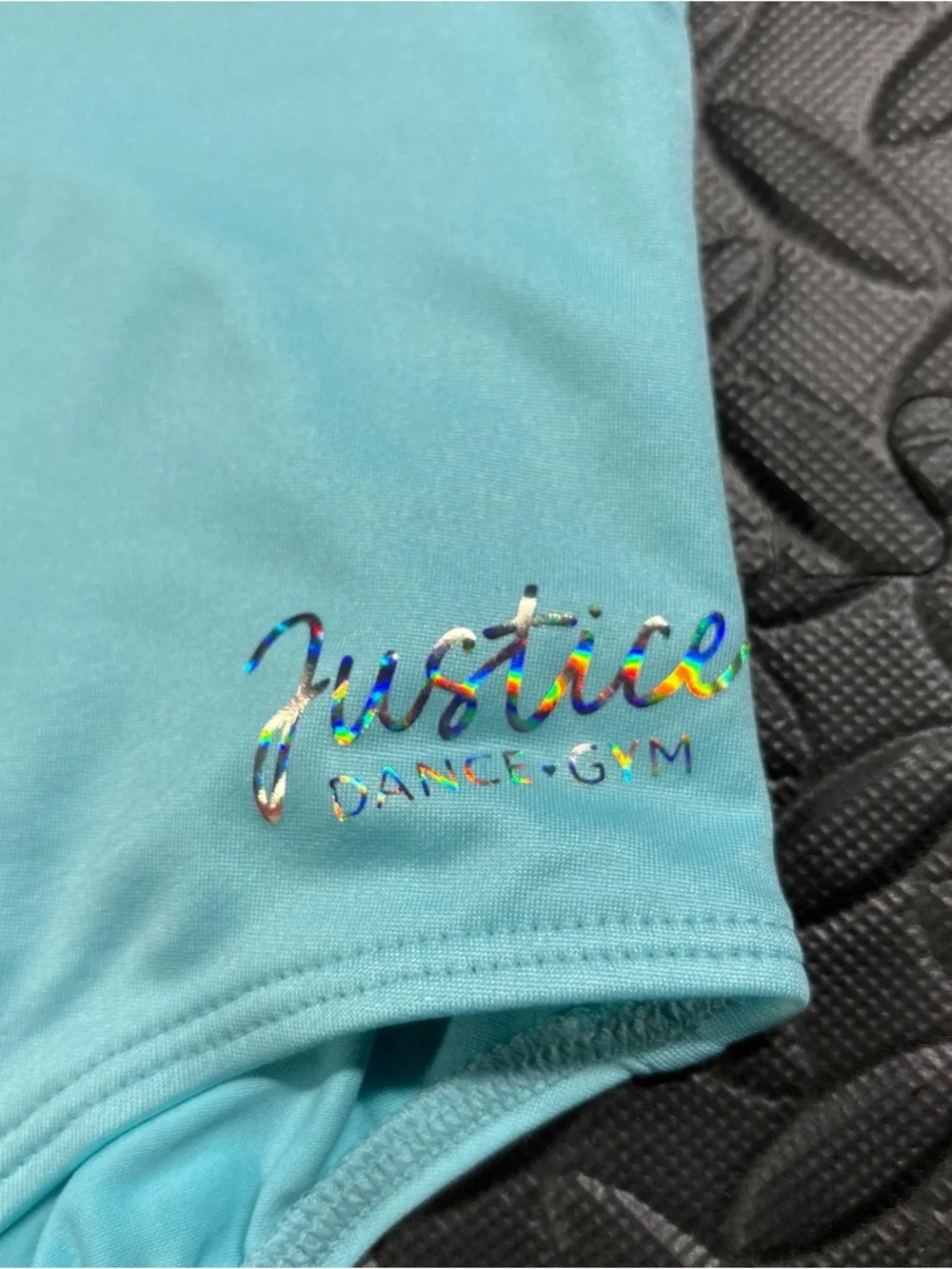 Justice Dance Gym Leotard Girls M 10 Aqua Neon Gymnastics